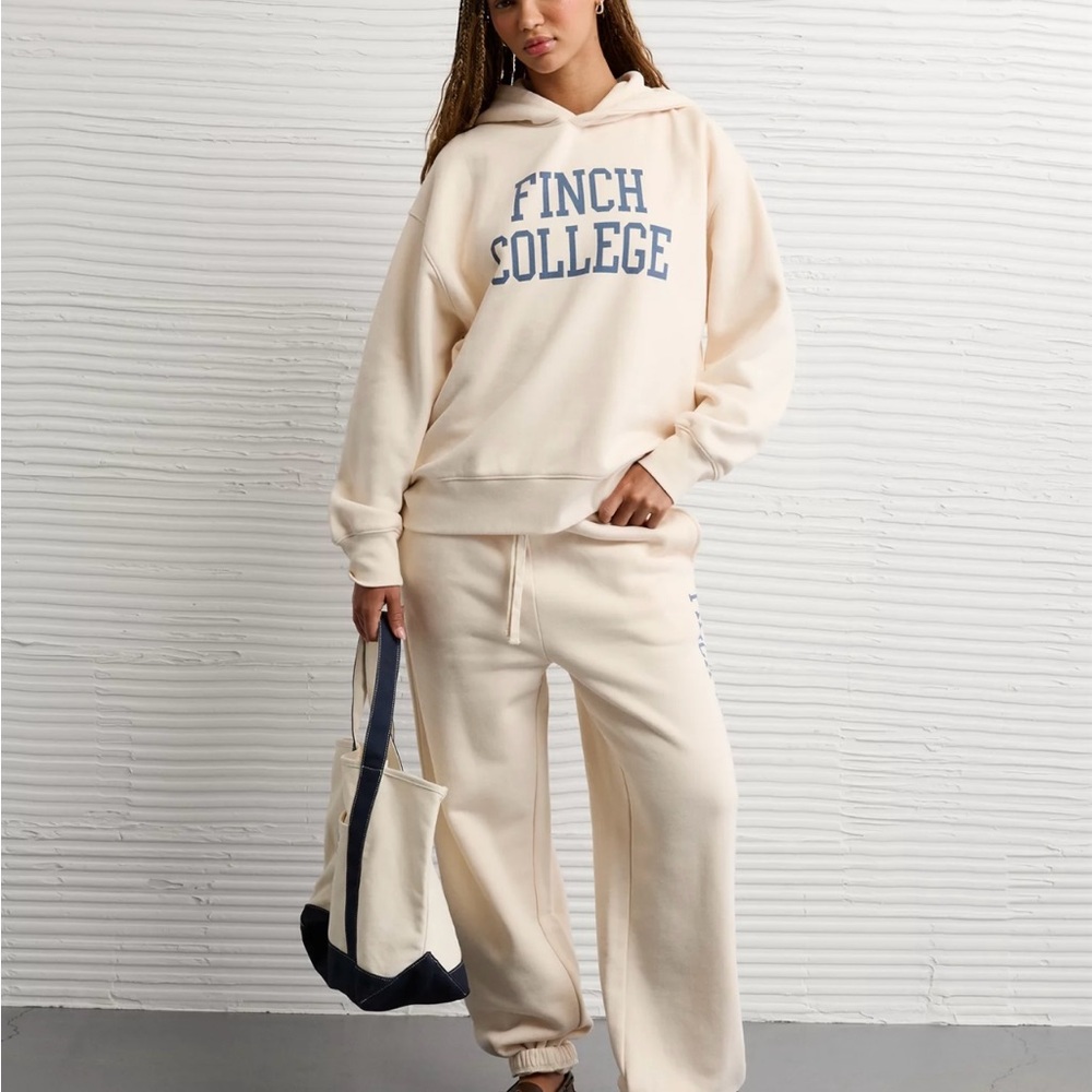 American Eagle Outfitters Cream College Sweatshirt - Picture 2 of 2